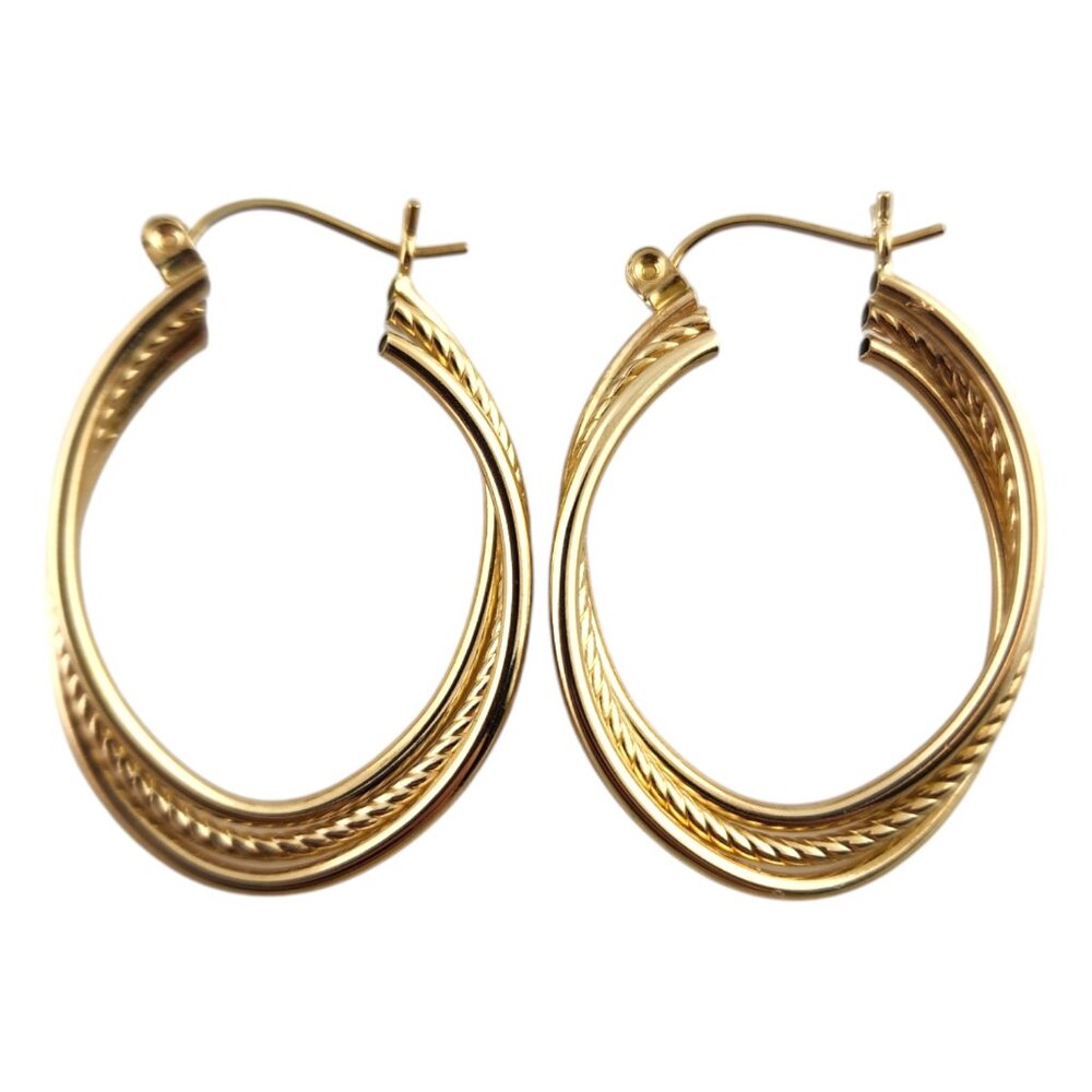 10 Karat Yellow Gold Oval Hoop Earrings #19341